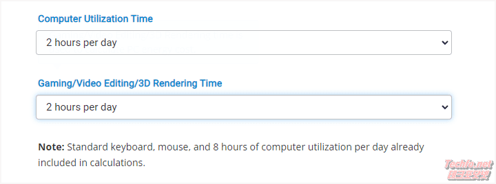 컴퓨터 사용 시간 및 용도 선택