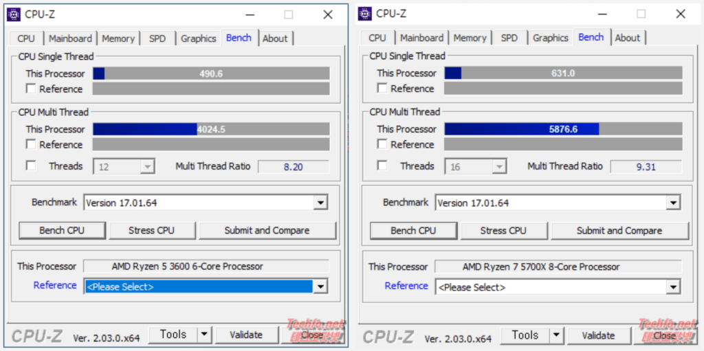 라이젠 3600 5700X CPU-Z 벤치
